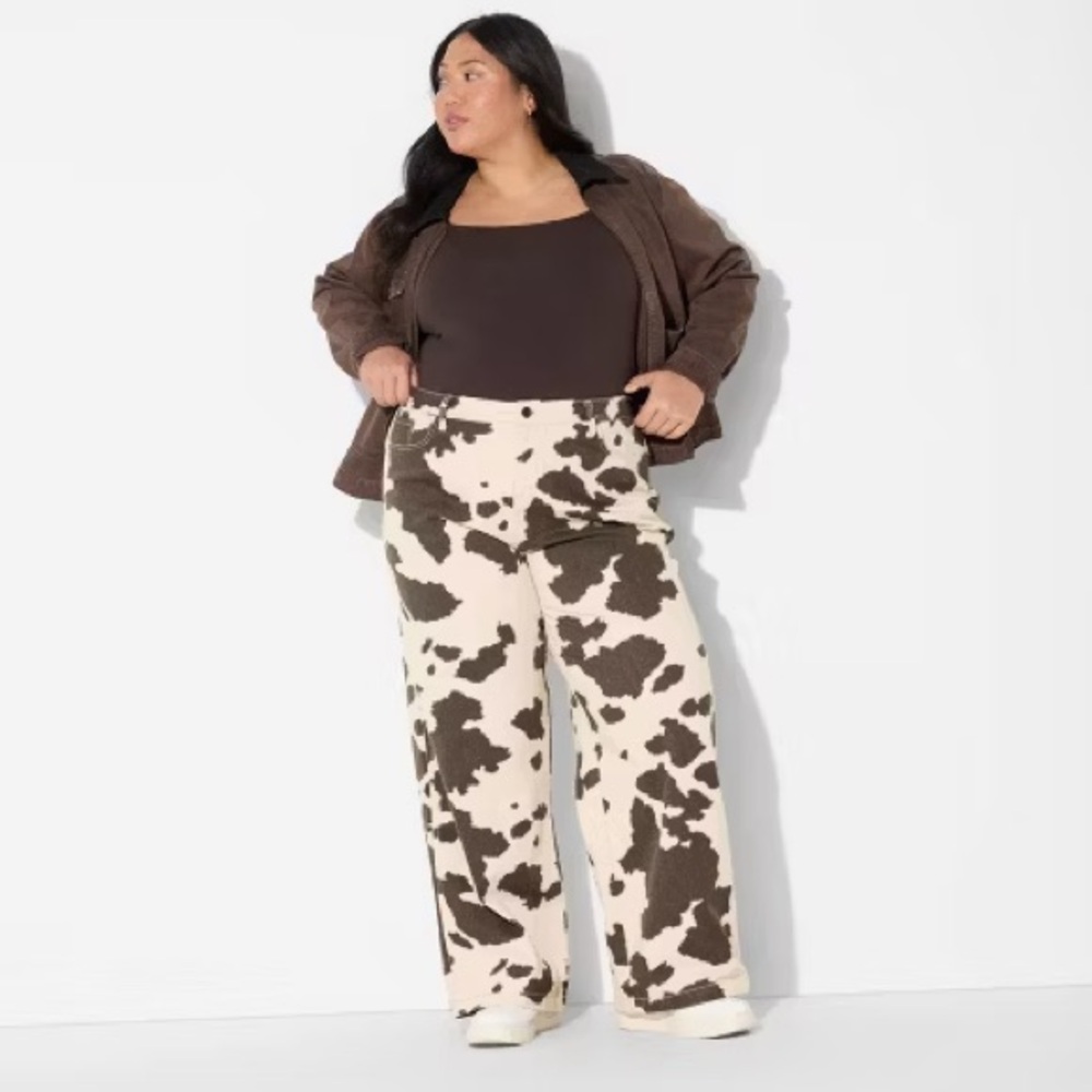 Wild Fable Brown and Cream Wide Leg Pants